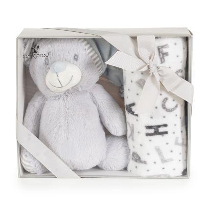 Бебешко одеяло 90/75 cm с играчка Grey bear