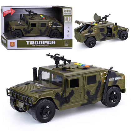 Играчка Кола, Бронирана, Военна,  Със светлини и звук, 1:16
