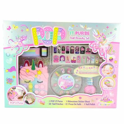 Комплект за маникюр с чанта Pop it &quot;Еднорог&quot;, 6 части