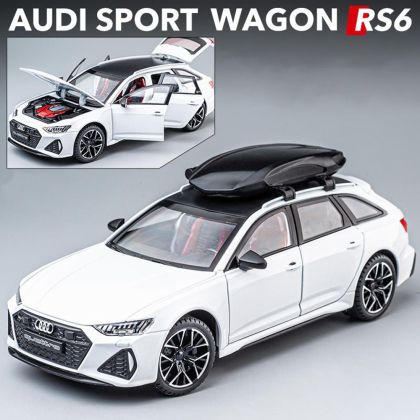 Метална количка Audi Rs6, Със светлини и звуци, 1:32, Бял, Без опаковка