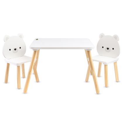 Дървена маса с 2 стола White Bears