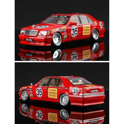 Метална кола Mercedes-Benz W140 300 SEL, 1:24, Червен, Без опаковка 