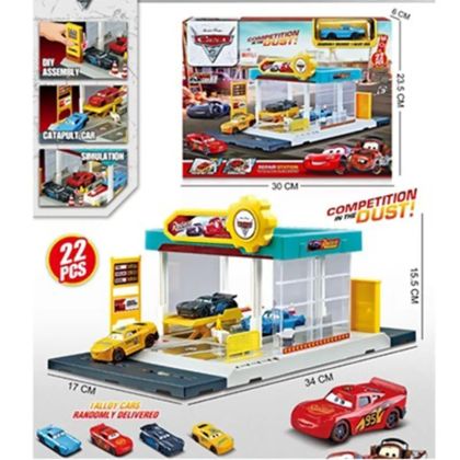 Cars сервизна станция с колички – 22 части, комплект за игра