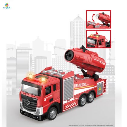 Детски пожарен камион, метална кабина, светлини и звук, с пушек