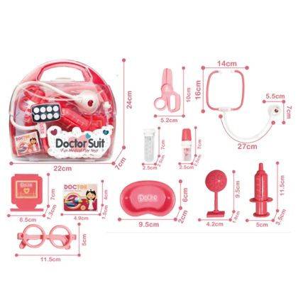 Детски лекарски комплект в розово куфарче – 3 в 1 медицински аксесоари