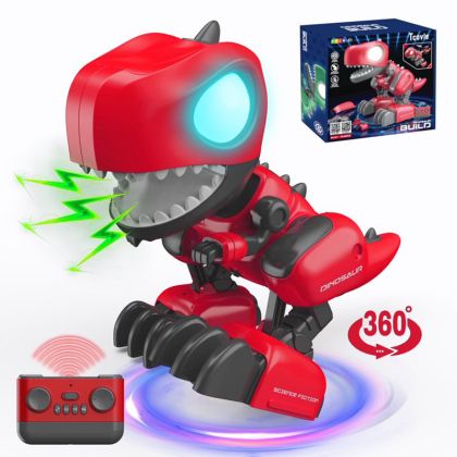 Интерактивен сглобяем динозавър Дино с RC в червен цвят