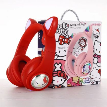 Детски слушалки, Безжични, Hello kitty, Със светлина, Червени