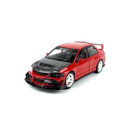 Метална кола Mitsubishi Lancer Evolution 1:24 – червен тунинг, Без опаковка