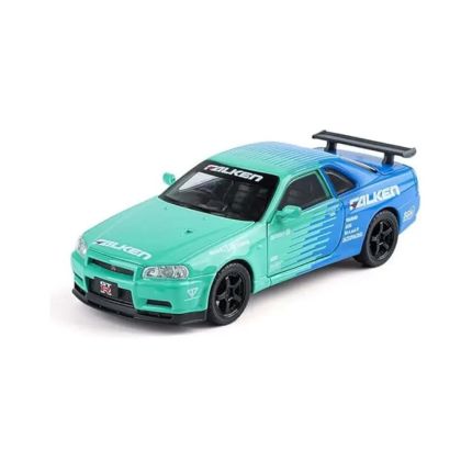 Метална кола Nissan Skyline GT-R – зелено и синьо, 1:24, Без опаковка