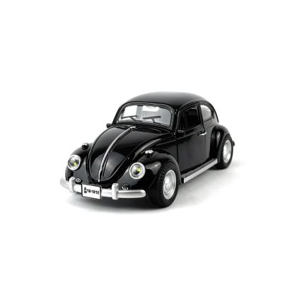 Метален Volkswagen Beetle 1:24, Черен, със звук, светлини и pull-back, Без опаковка