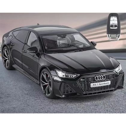 Метален автомобил Audi RS7 Sportback с ключ-дистанционно за светлини и звук, 1:18, черен