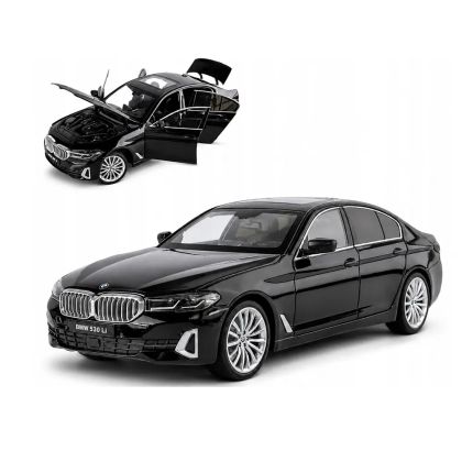Метална кола BMW 530Li G30 5 Series, 1:24, черна, светлини и звук
