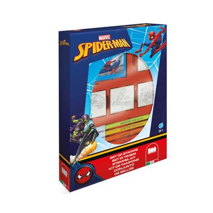 Творчески комплект Spiderman със 7 цветни флумастера и 4 печата 