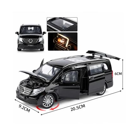 Метален миниван Mercedes-Benz V-Class L със светлини – черен, Без опаковка