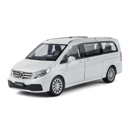 Метален миниван Mercedes-Benz V-Class L със светлини – бял, Без опаковка