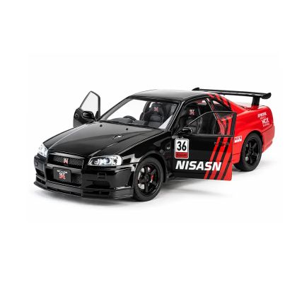 Метална кола Nissan Skyline GT-R R34, 1:18, Черен, Без опаковка