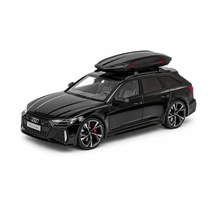 Метална кола Audi RS 6 Avant 1:18 с багажник на покрива – черна