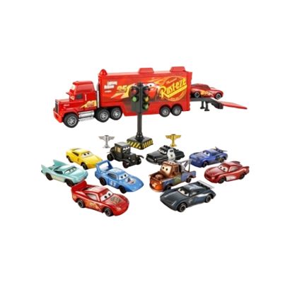 Комплект метални колички Cars с камион Мак и писта