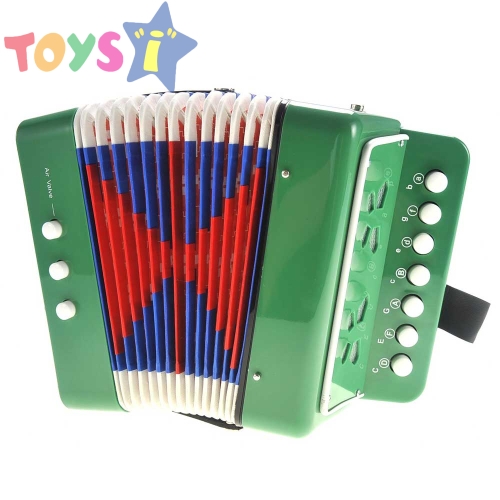 Детски акустичен акордеон, зелен