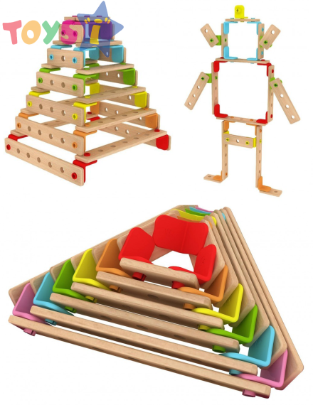 Детски дървен конструктор за игра - Дъга