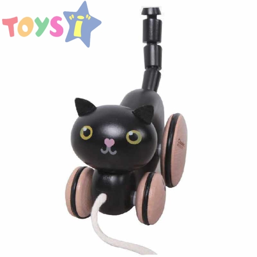 Детско коте - играчка за дърпане, черно