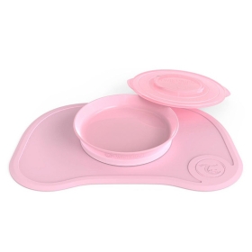 Самозалепваща се подложка за хранене с чиния Twistshake 6+ месеца розова
