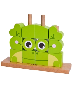 Дървен пъзел за деца от кубчета - Жабче