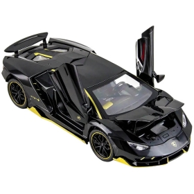 Метална кола Lamborghini Aventador, с отварящи се врати, черна, без опаковка