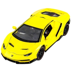 Метална кола Lamborghini Aventador, с отварящи се врати, жълта, без опаковка