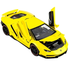 Метална кола Lamborghini Aventador, с отварящи се врати, жълта, без опаковка