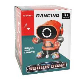 Танцуващ робот squid game, със светлини и звуци