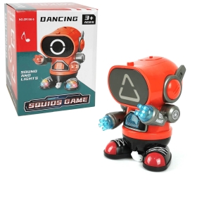 Танцуващ робот squid game, със светлини и звуци