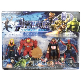 Комплект фигурки на герои, Капитан Америка, Спайдърмен, Железния човек халкбастер, с оръжия