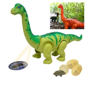 Динозавър снасящ яйца, ходещ, със светлини и звуци, зелен