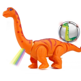 Динозавър снасящ яйца, ходещ, със светлини и звуци, оранжев
