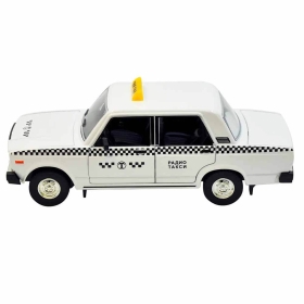 Метална кола Лада такси, със светлини и звуци, бяла