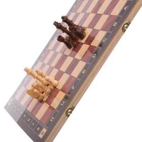 Дървен шах и табла с пулове 3 в 1, 29 х 29см