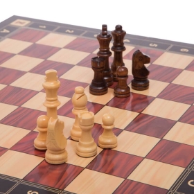 Дървен шах и табла с пулове 3 в 1, 29 х 29см