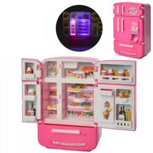 Детски хладилник с звук, светлини и аксесоари, розов