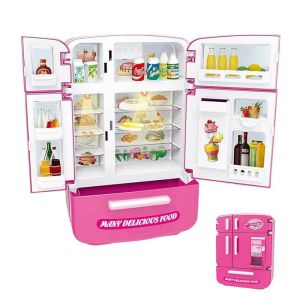Детски хладилник с звук, светлини и аксесоари, розов