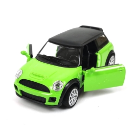 Метална кола mini cooper, със светлини и звуци, зелен