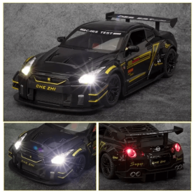 Метална кола Nissan GT-R Nismo, със светлини и звуци, Черна