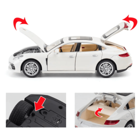 Метална кола Porsche Panamera, със светлини и звуци, Бяла