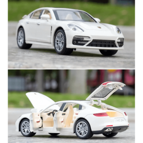 Метална кола Porsche Panamera, със светлини и звуци, Бяла
