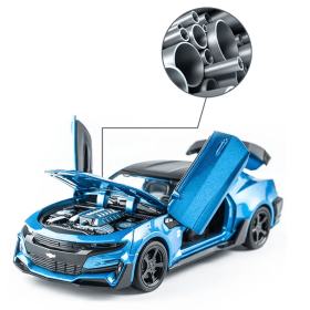 Метален автомобил Chevrolet Camaro, със светлини и звуци, Синя