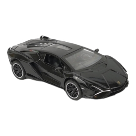 Метална кола Lamborghini, с отварящи се врати, Черна, Без опаковка