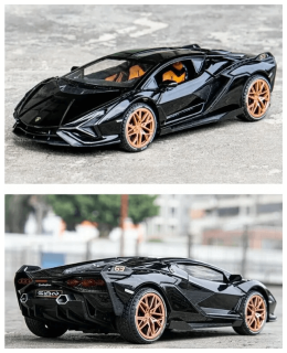 Метален автомобил, Lamborghini Sian, Със звук и светлини, Черен