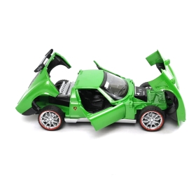 Детски автомобил Lamborghini, Метален, С отварящи се врати, Звук, Светлини, Зелен, Без опаковка