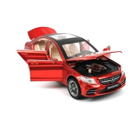 Метална кола Mercedes-Benz C, Със звук и светлини, Червена, Без опаковка