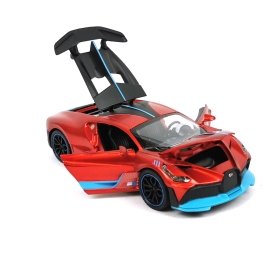 Метална кола Bugatti Divo, С отварящи се врати, Звуци, Червена, Без опаковка